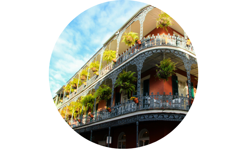 Photo of a terrace filled with plants in New Orleans.